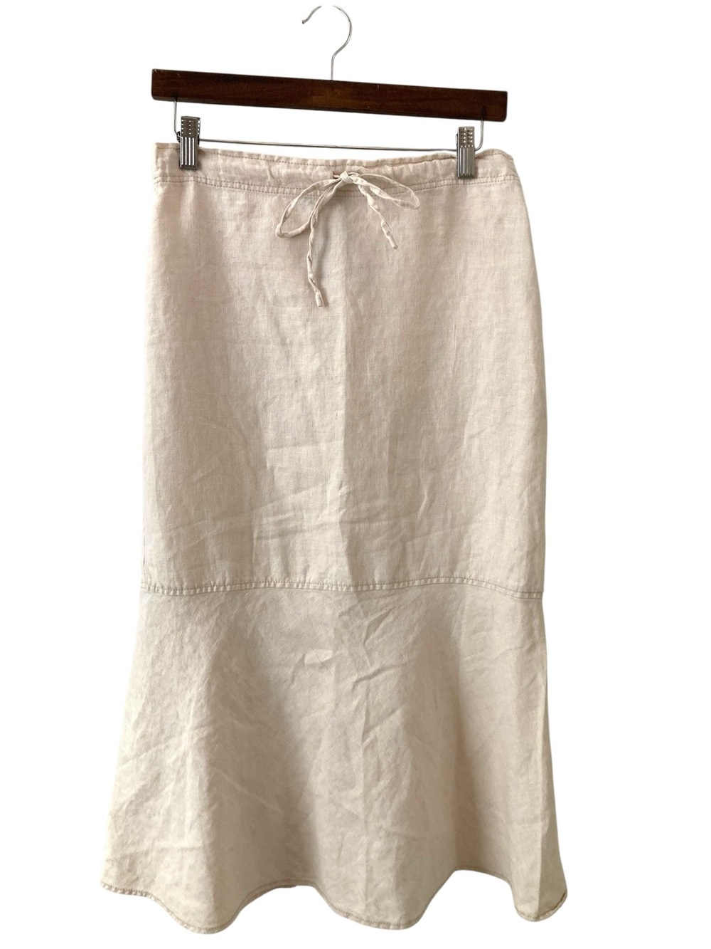 100% linen Liz Claiborne Cream Drawstring Mermaid Midi Skirt
